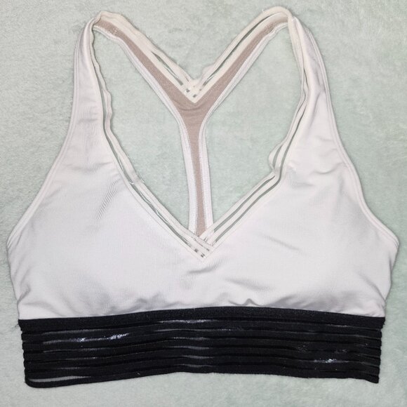 Lululemon Find Focus Sports Bra White Black Size 6 - Picture 1 of 14